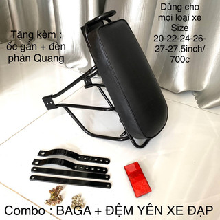 Combo baga xe đạp và nệm yên xe đạp dành cho xe thể thao, leo núi (Dùng cho xe size 20;22;24;26; 27;27.5 inch )