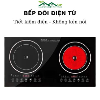 Bếp Đôi Điện Từ Hồng Ngoại Nhập Khẩu Cao Cấp Công Suất Lớn Tiết Kiệm Điện Không Kén Nồi Mặt Kính Dễ Dàng Vệ Sinh