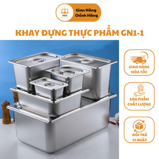 Khay đựng thực phẩm, buffet thạch, topping trà sữa giữ lạnh bằng inox cao cấp, có nắp GN1-1 | AGU KITCHEN
