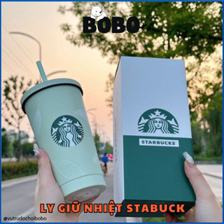  Bình giữ nhiệt starbuck BN9 mẫu mới hộp đựng cao cao cấp kèm ống hút nhựa tặng kèm túi nhựa trong suốt 