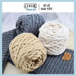  Bảng màu trơn - Len nhung đũa bông sữa 6mm 90-100gr  cuộn sợi to mềm mịn nhẹ đan móc cực nhanh 