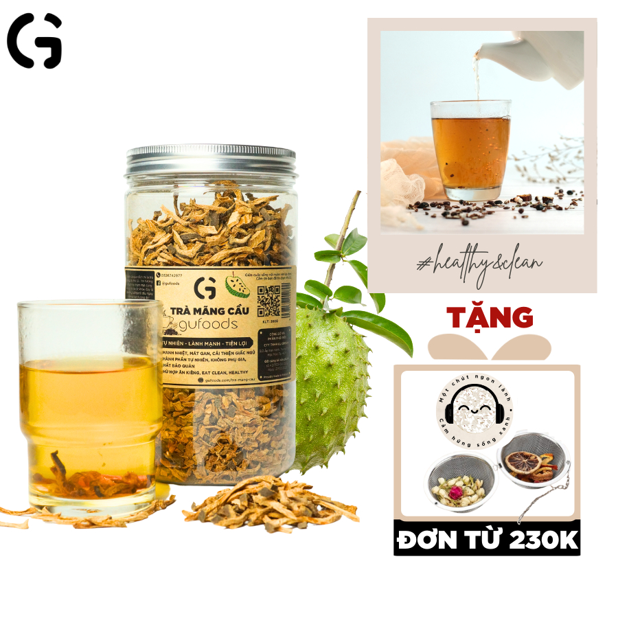 Trà mãng cầu GUfoods - Hỗ trợ giấc ngủ, cải thiện tinh thần, tốt cho sức khoẻ (25g/50g/100g/200g/500g)