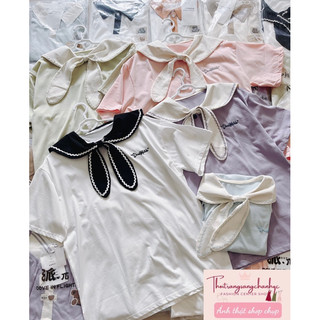 Áo phông oversize cổ thuỷ thủ chất cotton qc