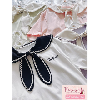 Áo phông oversize cổ thuỷ thủ chất cotton qc
