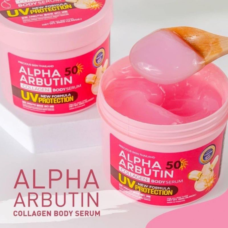 Kem Dưỡng Trắng Da Chống Nắng Alpha Arbutin Collagen Body Serum 500g UV 50 SPF Precious Skin Thái Lan NLB025