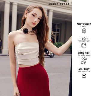 Áo quây tafta kem nhũ xếp sườn 411TO3007 ADORE DRESS