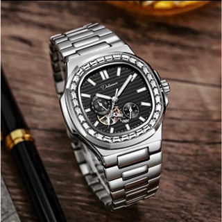 Đồng hồ chính hãng DULUNWE máy cơ Automatic mặt đính đá size 40 chống xước, chống nước 30M - D6043