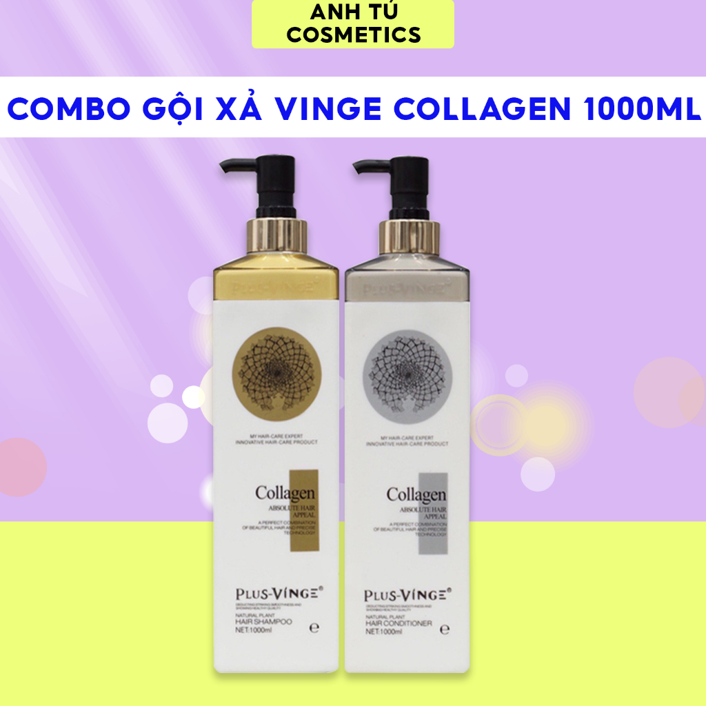 Cặp Dầu Gội Xả Collagen Vinge 1000ml