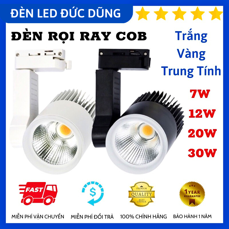 Đèn Led Rọi Ray COB 7W 12W 20W 30W Vỏ Trắng Đen - Ánh Sáng Trắng Vàng Trung Tính 