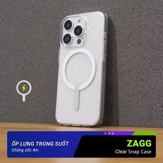 Ốp Lưng Chống Sốc ZAGG Clear Snap Case Ốp Trong Suốt, Siêu Mỏng Tích Hợp Sạc Không Dây Từ Tính