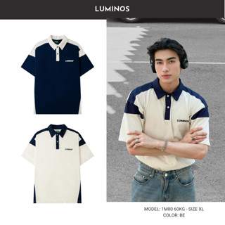 Áo Polo Oversize Lumi Navier - Áo Polo Vải Thun Cotton 100% Dáng Rộng Phối Màu - Brand Luminos