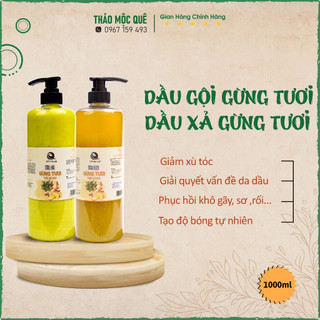  Dầu gội gừng 1 lit gừng và trắc bá diệp hỗ trợ mọc tóc giảm rụng tóc cho da đầu Thảo mộc quê