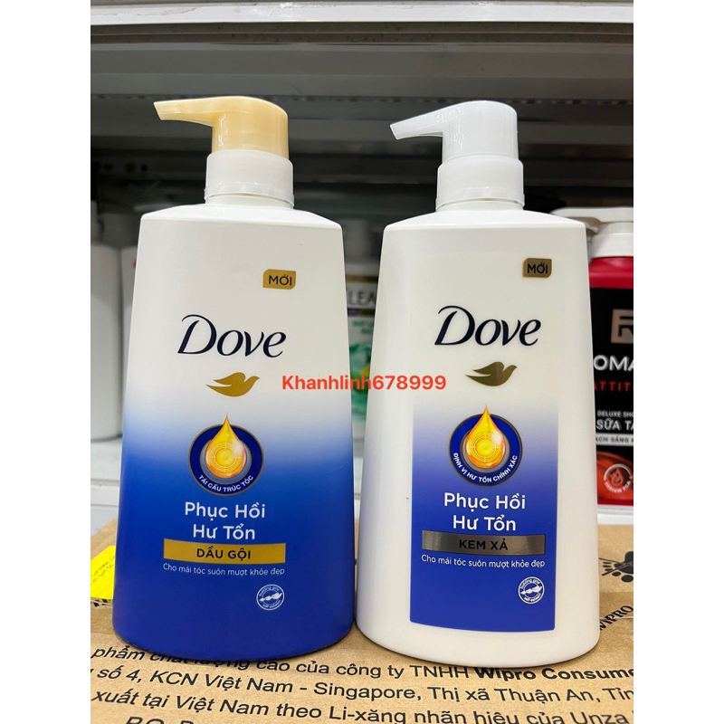 Dầu Gội Và Dầu Xả Dove Phục Hồi Hư Tổn 640G Và 610G