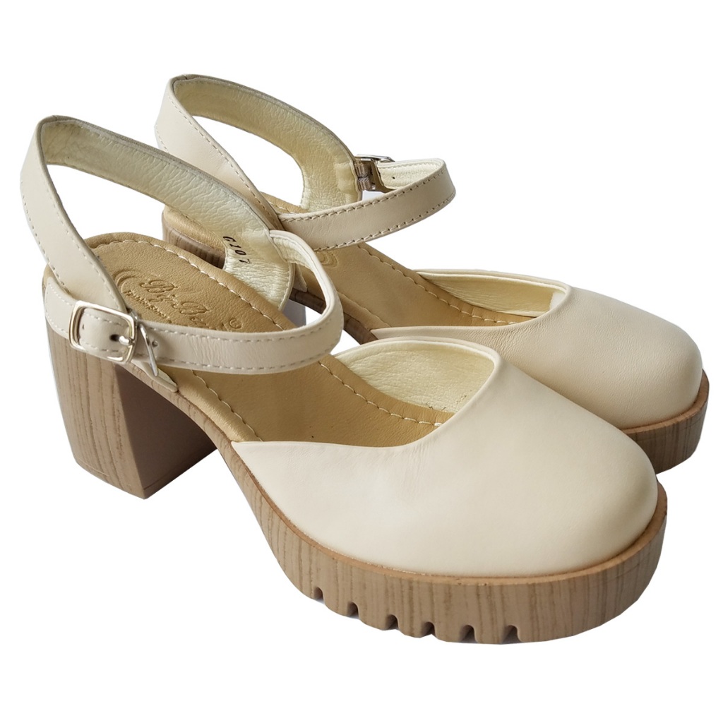 Giày Sandal Cao Gót Nữ BIGGBEN Da Bò Thật Cao 8 Phân HKD801