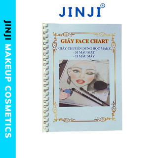 Giấy Facechart Makeup thực hành makeup chuyên nghiệp bao gồm 31 mẫu mặt và 11 mẫu mày JINJI