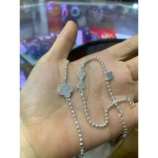 Lắc tay bạc ta 3 sợi bi và 1 bi nơ 4 lá