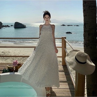  Đầm maxi lưới lượn bèo bèo cổ yếm lưng bo chun - Maxingoclan