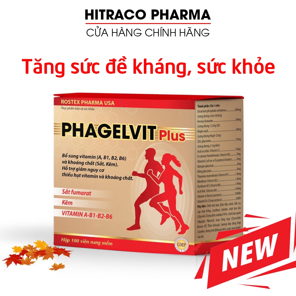 Viên uống vitamin tổng hợp Phamagel Plus tăng cường sức khỏe - Hộp 100 viên [Phamagel Plus 100v]