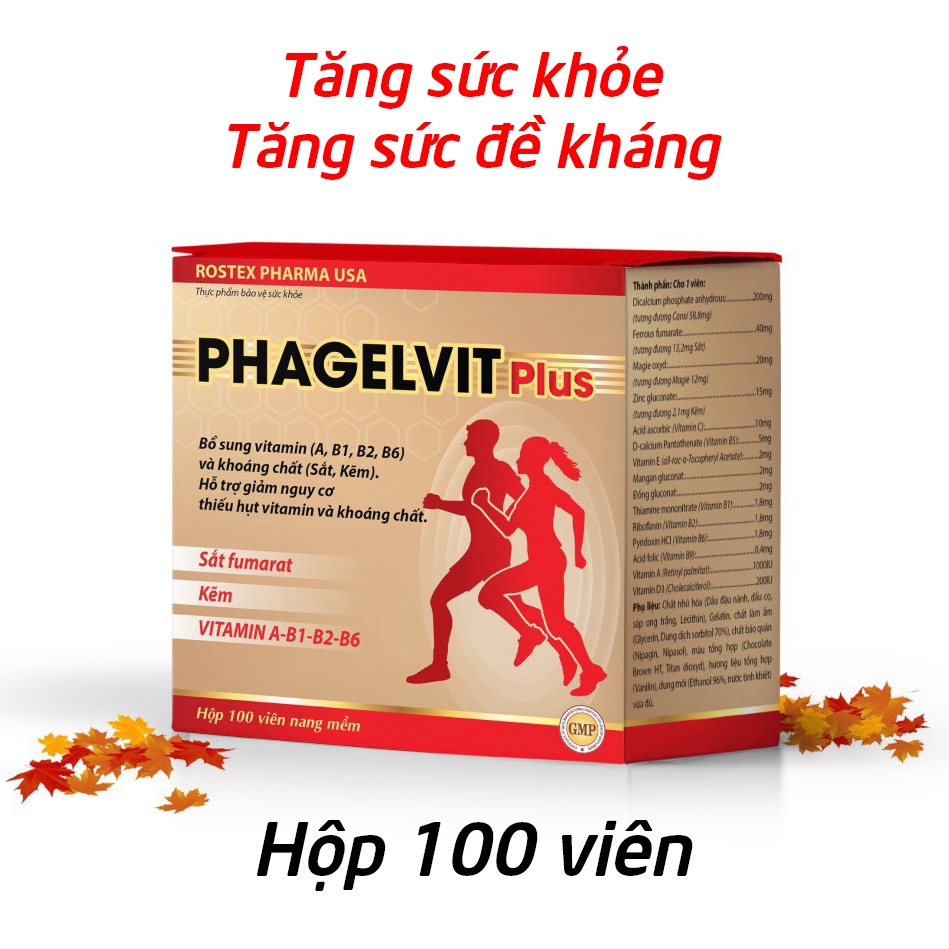 Viên uống vitamin tổng hợp Phamagel Plus tăng cường sức khỏe - Hộp 100 viên [Phamagel Plus 100v]