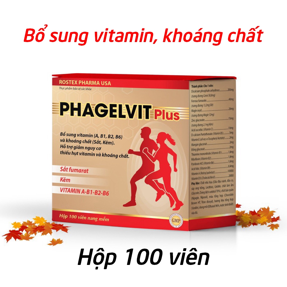 Viên uống vitamin tổng hợp Phamagel Plus tăng cường sức khỏe - Hộp 100 viên [Phamagel Plus 100v]