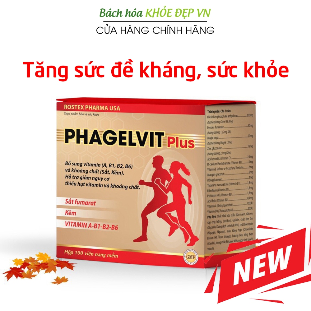 Viên uống vitamin tổng hợp Phamagel Plus tăng cường sức đề kháng - 100 viên [Phamagel Plus Hộp 100 viên]