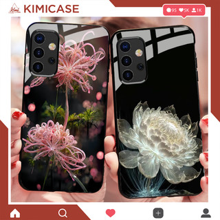 Ốp Samsung Galaxy A02s , A03s   A32 , A52 , A52s , A72 lưng kính cường lực hoa lá