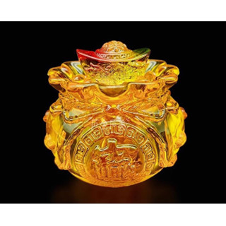 Hũ Vàng Thần Tài Pha Lê (Cỡ trung 10cm), Tụ Bảo Bồn Lưu Ly, Chiêu Lộc Tụ Tài - Vật Phẩm Phong Thủy