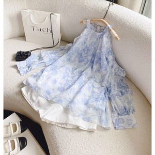 16147 🍭 set áo yếm bèo xanh loang + short trắng 🤍