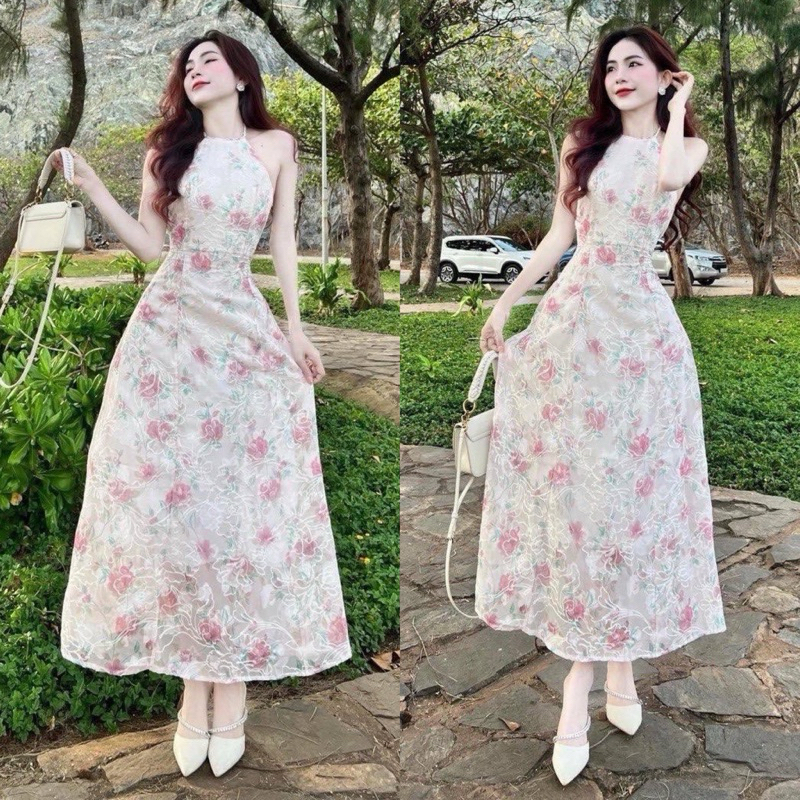 ĐẦM MAXI HOA CỔ YẾM