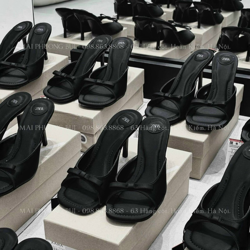 👠HUYENSHOES👠Guốc nơ Zara chất lụa cao gót 8p lên chân siu xinh iu ạ tôn dáng lắm lun hàng LOẠI 1 QC FULLBOX