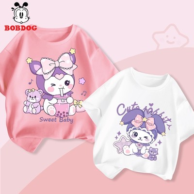 Áo thun bé gái BOBDOG BST kuromi áo thun cộc tay dễ thương cho bé chất vải cotton co giãn thoáng mát