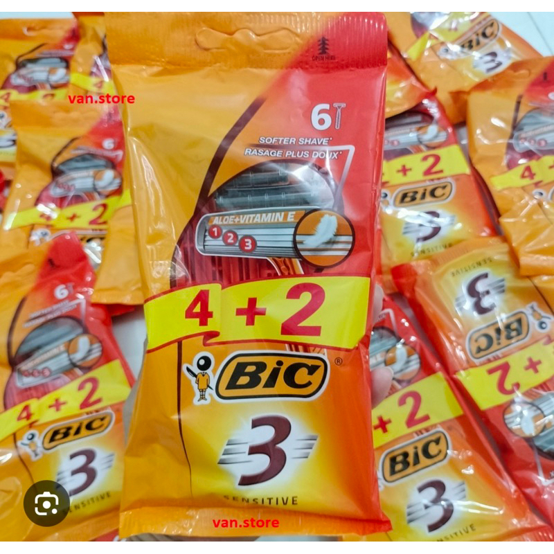 TÚI 6 DAO CẠO RÂU BIC 3 LƯỠI
