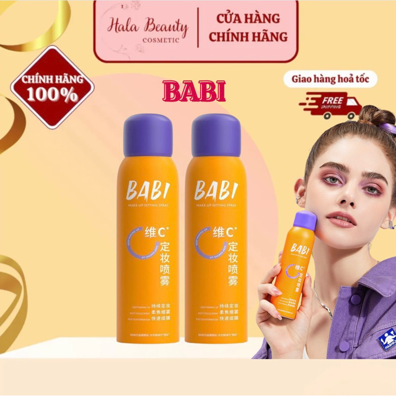 BABI - Xịt Cố Định Lớp Trang Điểm Makeup BABI Vitamin C Giúp Lâu Trôi, Dưỡng Ẩm, Kiểm Soát Dầu, Chống Thấm Nước