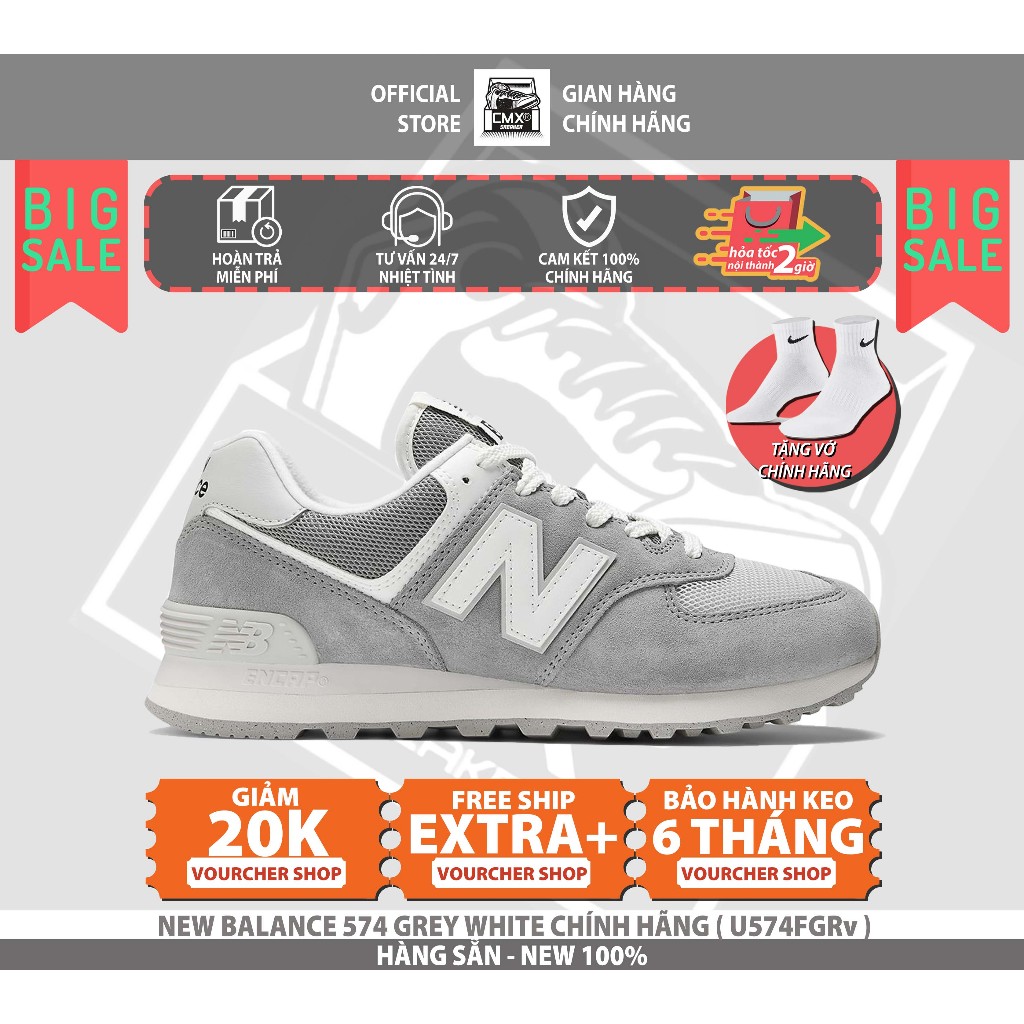 [ HÀNG CHÍNH HÃNG CÓ SẴN ] Giày 𝑵𝒆𝒘 𝑩𝒂𝒍𝒂𝒏𝒄𝒆 574 GREY WHITE ( U574FGR ) - AUTHENTIC 100%