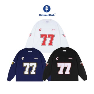 Calem Club - Áo SWEATER bóng chày tay dài thể thao số 77 poly 2 da form rộng unisex