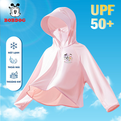 Áo chống nắng trẻ em BOBDOG, áo choàng nắng chất liệu kim cương có mũ bảo vệ ngăn tía uv, áo khoác nắng cho bé