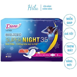 Băng Vệ Sinh Diana Super Night Cool Fresh 35cm/29cm Có Cánh Ban Đêm