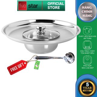 Nồi lẩu nón inox , lẩu mâm inox , lẩu vành inox 430 Fivestar dùng cho mọi bếp 16cm | 18cm | 20cm | 22cm , tặng 1 vá canh