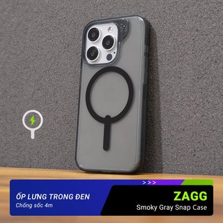Ốp Chống Sốc ZAGG Smoky Gray Snap Case Ốp Lưng Trong Suốt Màu Đen Khối Siêu Đẹp Hỗ Trợ Sạc Không Dây
