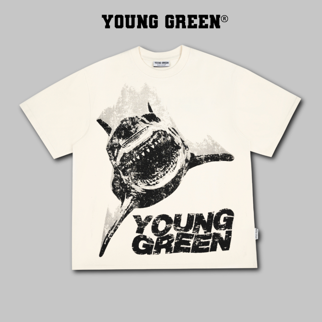 Áo Thun Young Green Shark Cream