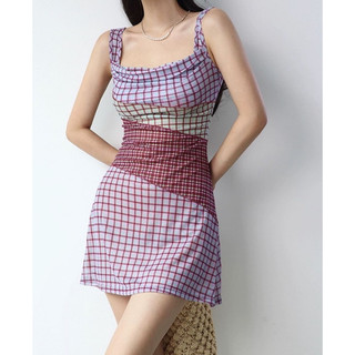 SẴN Đỏ S, M- Đầm thun lưới cổ đổ #697