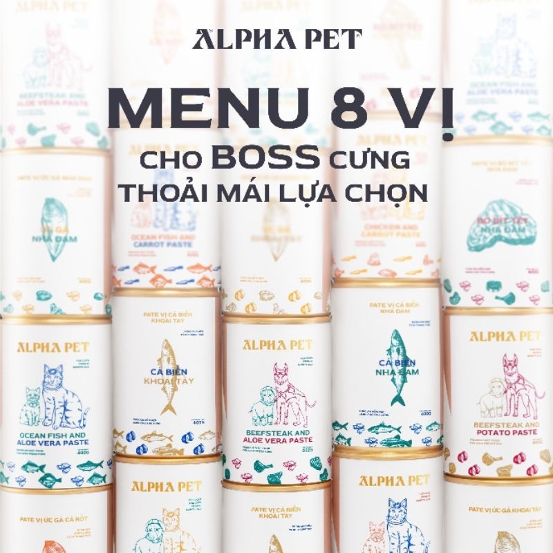 Pate ALPHA PET lon 400g dành cho chó, mèo