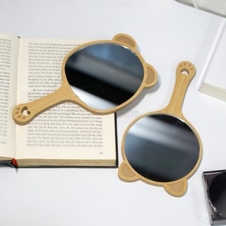  Gương gỗ cầm tay soi trang điểm make up hình gấu size to Q-Decor 