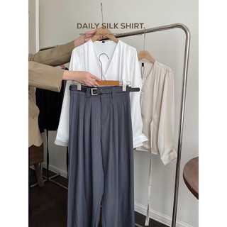 5507 ÁO SƠ MI LỤA CỔ TIM DÂY EO