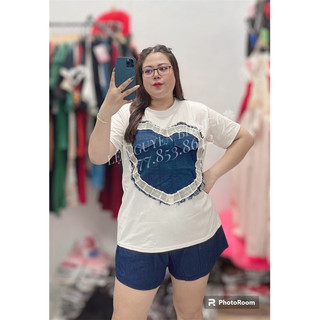 ( BIGSIZE 60-95kg ) SÉT BỘ TRÁI TIM PHỐI JEANS MỀM BIGSIZE