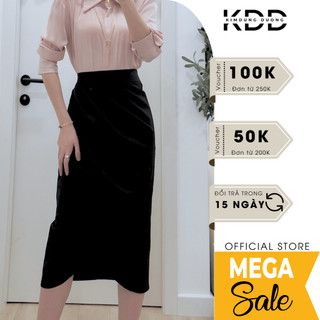 Chân váy nhún eo SCOOL chất liệu tuytsi Nhật kiểu dáng cạp cao thời trang size S M L XL màu đen DV01