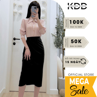 Áo sơ mi cổ đức SCOOL chất liệu lụa tây thi phom dáng suông hiện đại dài tay Hàn Quốc màu hồng DA01