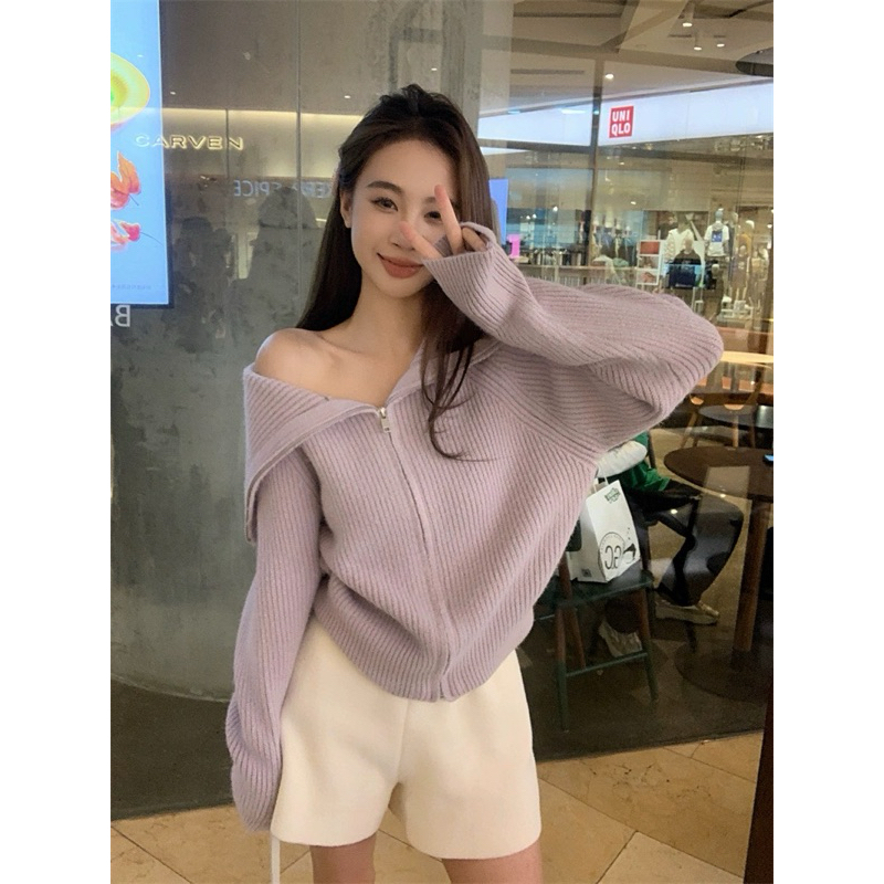 Áo len dệt kim cardigan dây kéo thời trang thu đông QCL1