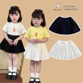 Chân váy bé gái xếp ly có lót trong chất 2 biên cao cấp trắng đen cho bé 1 đến 7 tuổi BERNIE 0124V22