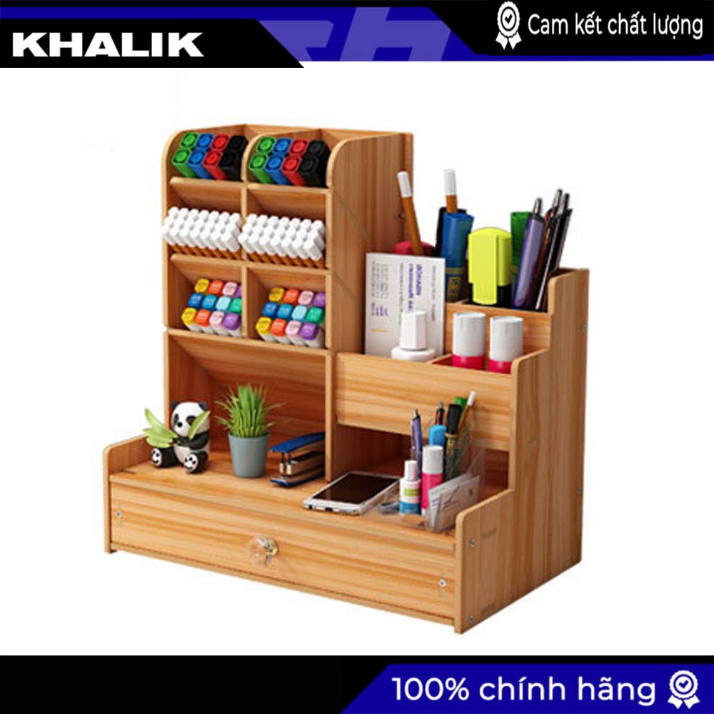 Tủ kệ gỗ B17 văn phòng phẩm tủ gỗ đựng bút có ngăn kéo (màu nâu gỗ) - B17 - Tủ thời trang Bắc Âu